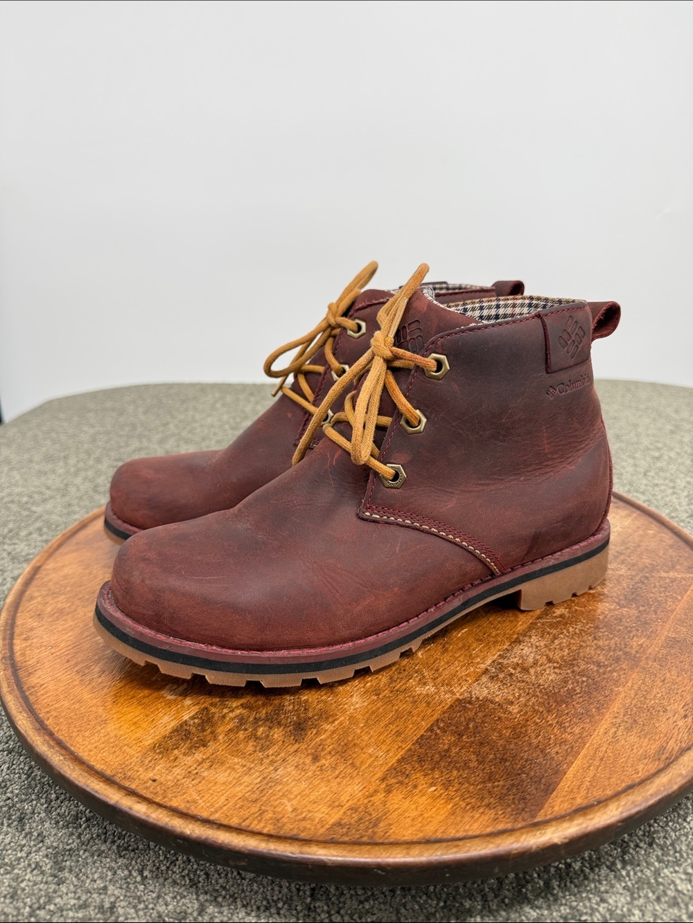 Columbia Boots Mens 7 Chinook Chukka Waterproof Brown Red Leather Lace